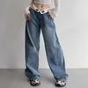 Vintage Y2k Jeans Women Baggy Kpop Gyaru Streetwear Wide Blue Denim Pants Harajuku Korean Acubi Fashion High Waist Jeans