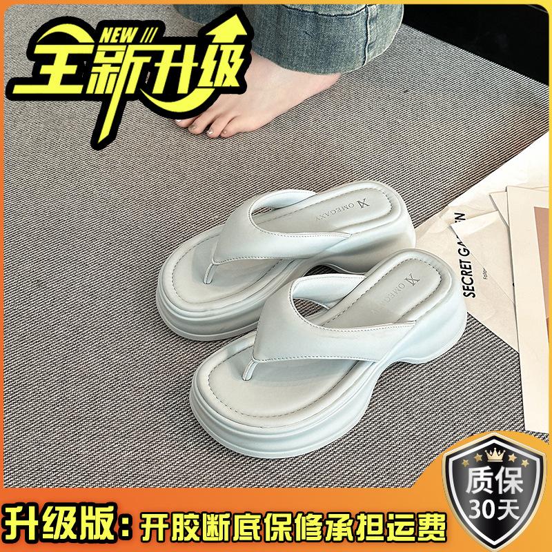 Шлепанцы женские лето 2025 новые уличные на толстой подошве модные уличные нескользящие приморские пляжные сандалии шлепанцы с перемычкой