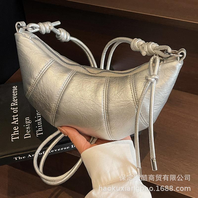 Супер огонь нишевая сумка в стиле пэчворк женская 2025 новая весна и лето универсальная сумка-мессенджер сумка-пельмень популярная сумка-круассан