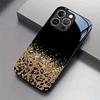 Чехол из закаленного стекла с леопардовым принтом и блестками, подходит для iPhone 17 16 15 14 13 12 11 Pro/Max/Plus, противоударный и защищающий от падений