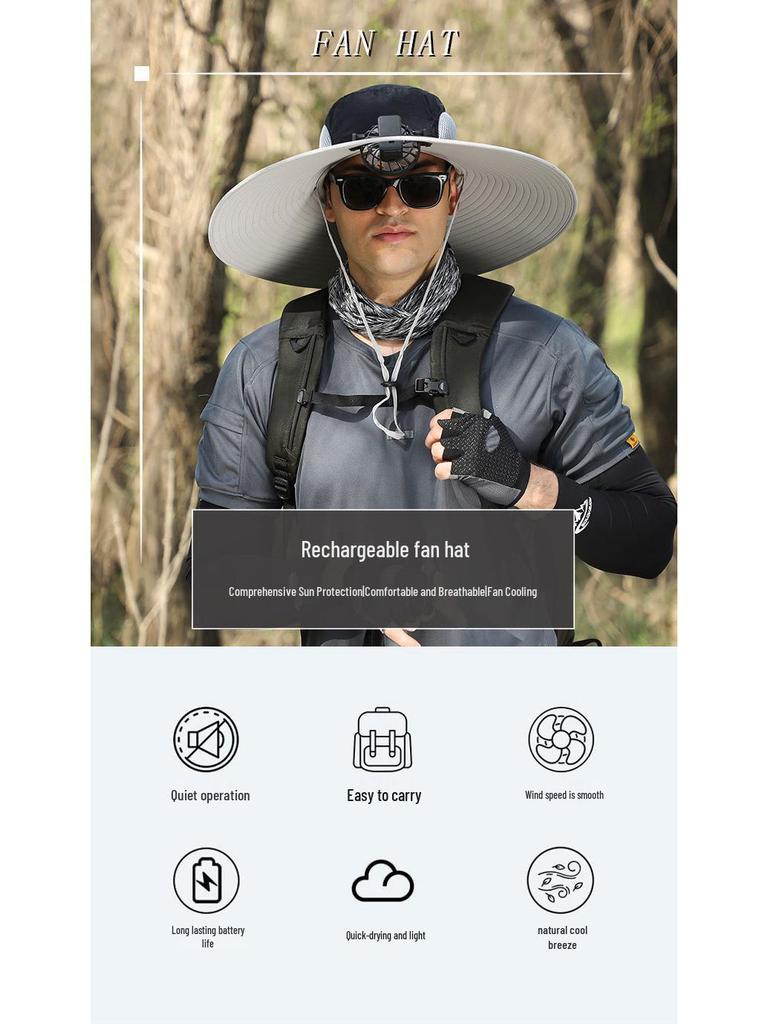 Men's Solar-Powered Cooling Hat with Fan for Outdoor Work