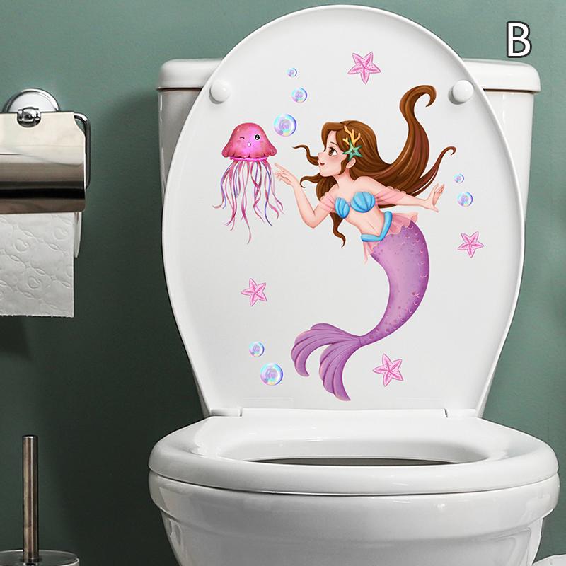 1PC Seabed Animals Toilet Sticker WC Self Adhesive Paintings Removable Bathroom Decal Decorative Room Decor Wall Stickers