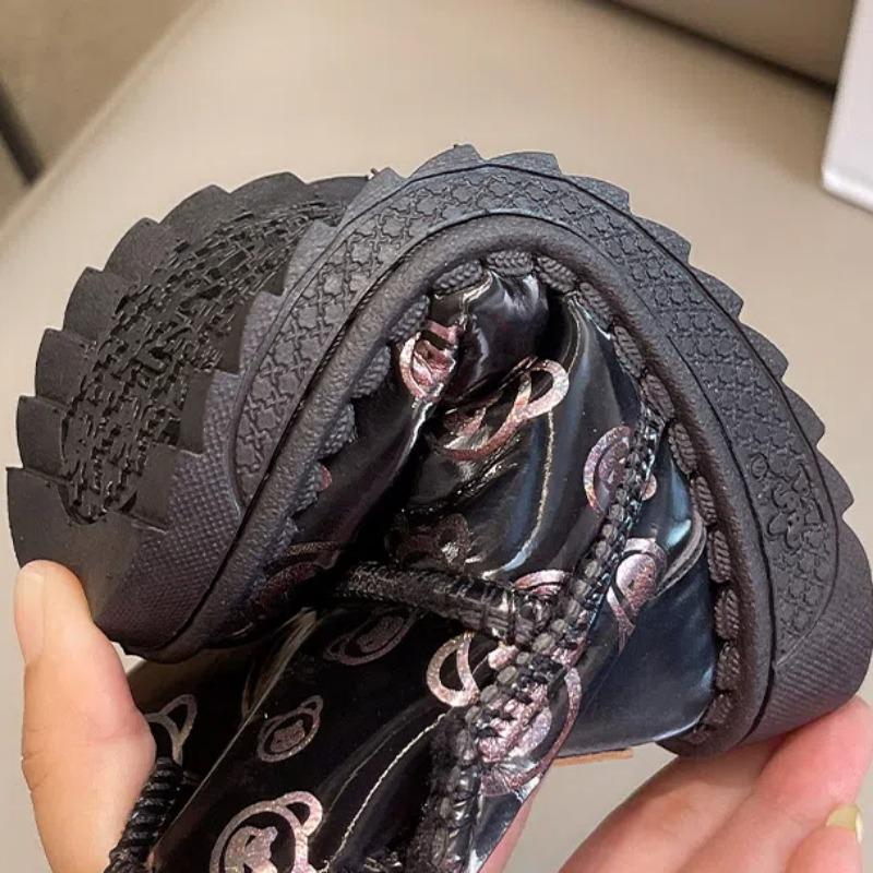 Зимние ботинки для девочек, новые зимние мягкие подошвы с шерстяной утолщенной обувью принцессы, детские хлопковые ботинки для мальчиков