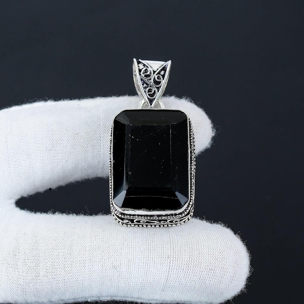 Серебряный кулон с драгоценным камнем из черной шпинели, серебро 925 пробы — дизайн ручной работы, повседневные украшения, уникальный кулон, праздничный подарок