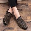 Fashion Full Shining PVC Bricks Decoration Formal Men Rhinestones Dress Shoes Soft Sole Slip-on Loafers Luxury Party Flats Casual Shoes