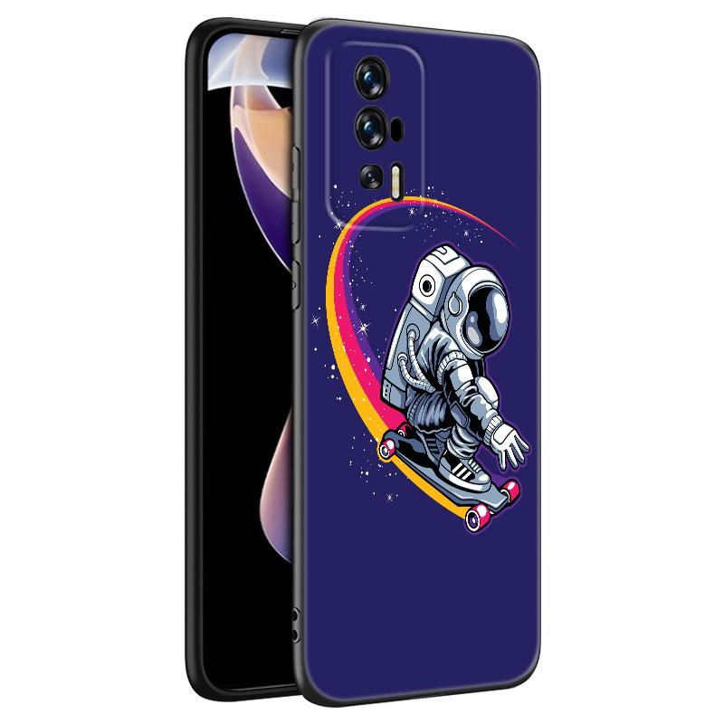 Мультяшный милый астронавт черный чехол для телефона Xiaomi Redmi 7A 8A 9A 10A 11A 9C 10C 12C 13C 11 Prime A1 A2 Plus 12 4G Note 9T 12R