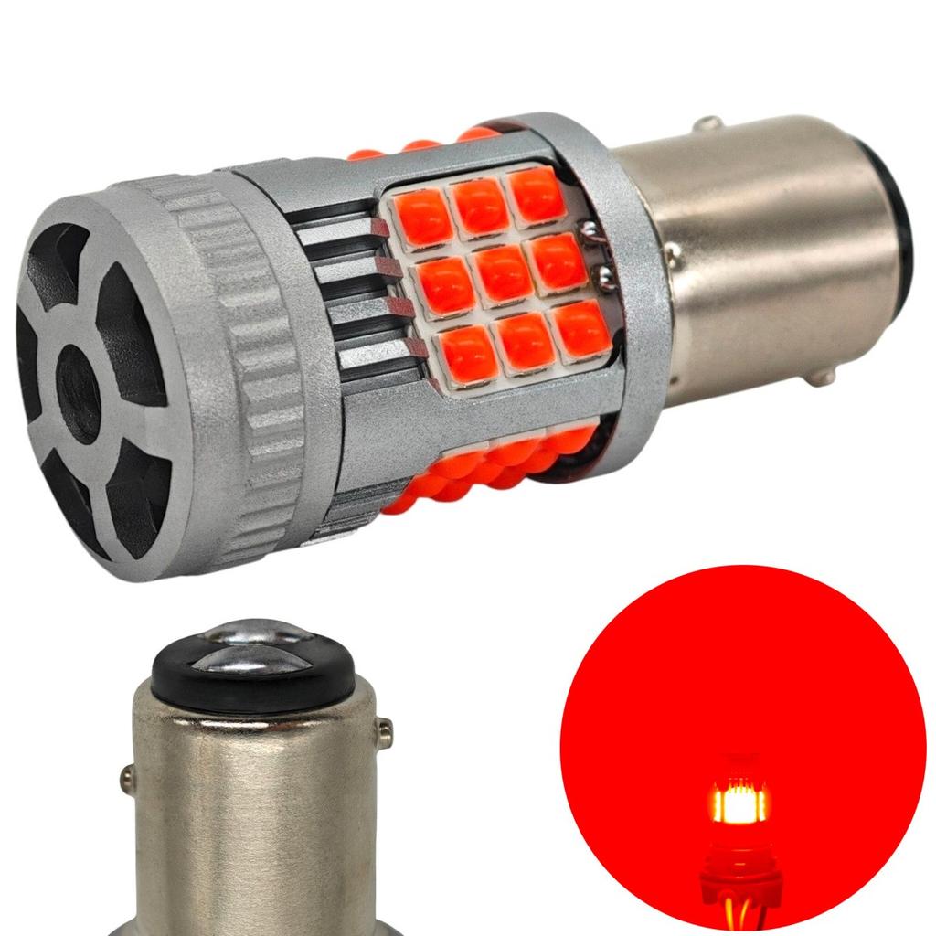 2 Pcs P21/5W LED Bulb BAY15D 12-24V Error-free 2200lm Red