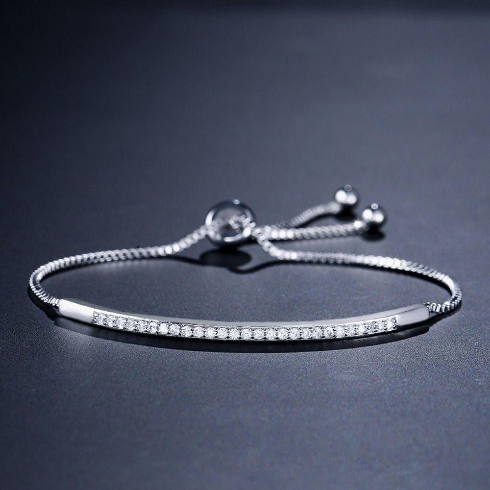 Delicate Crystal Bracelet Stainless Steel Simple Hand Bangle Fashion Rhinestone Bracelet  Gifts