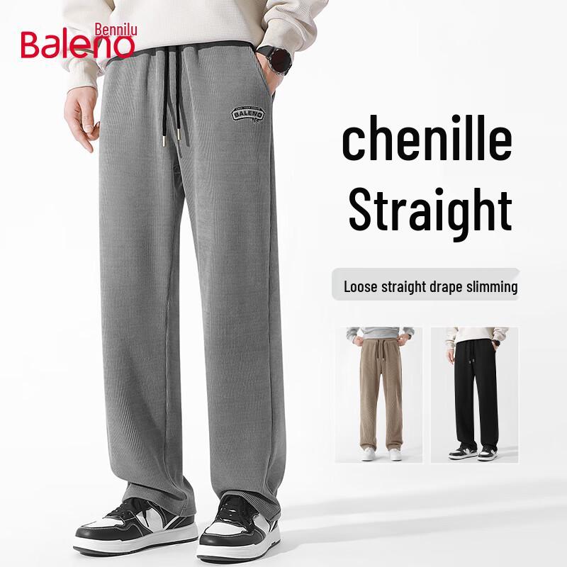 Baleno Men's American Retro Chenille Straight-Leg Trousers
