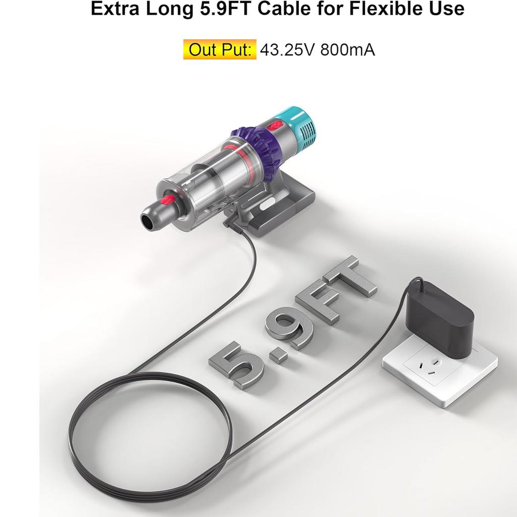 For Dyson's Fifth Generation Ultra Large Cordless Vacuum Cleaner, Dyson Gen5 Overseas Absolute 43.25V 800mA Wall Power Adapter