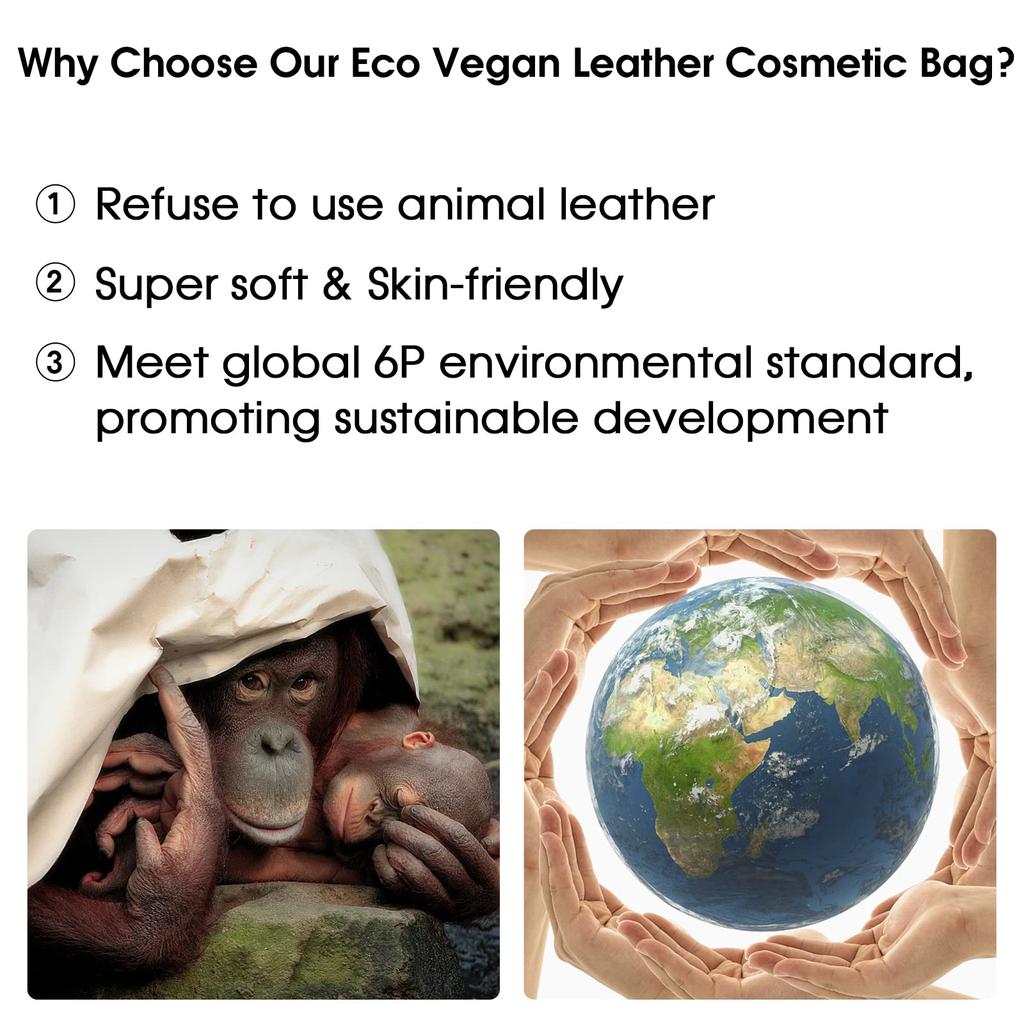 Makeup Bag, Travel Make Up Organizer Cosmetic Brush Bags Case for Women In Eco Vegan Leather, For Women Makeup Bag for Girls