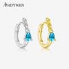 925 Sterling Silver Hoop Earrings Gold Plated Ladies Earrings Cubic Zirconia Drop Earrings Fine Jewelry