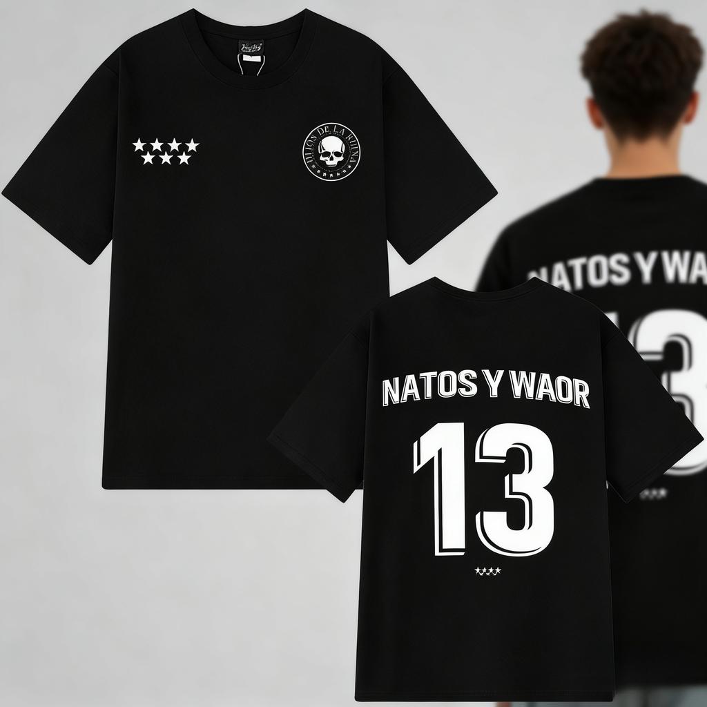 2025 NATOS WAOR 13 Хип-хоп футболка Модная Ретро Хип-хоп Мужская и Женская Летняя С принтом 100% Чистый Хлопок Y2k Повседневная Футболка