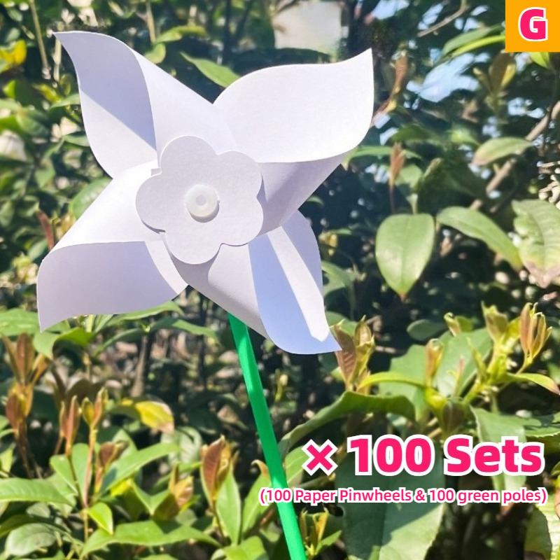 100 шт. Летнее Мероприятие DIY Бумажные Вертушки Наборы для Поделок Заготовки Белые Маленькие Ветряные Мельницы Наборы Оптом Вечеринка Рисования Детская Игрушка Сборка Ручной