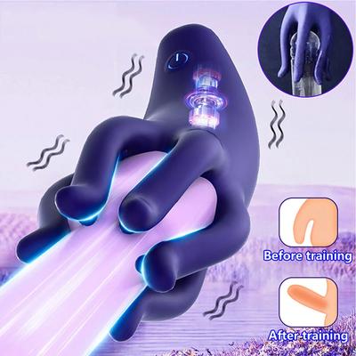 Тренажер Glans для мужчин Мощный вибрирующий мастурбатор для пениса G Spot Мягкий кончик пальца Продлевает выносливость Массажный вибратор Ручной тренажер Glans Секс-игрушка