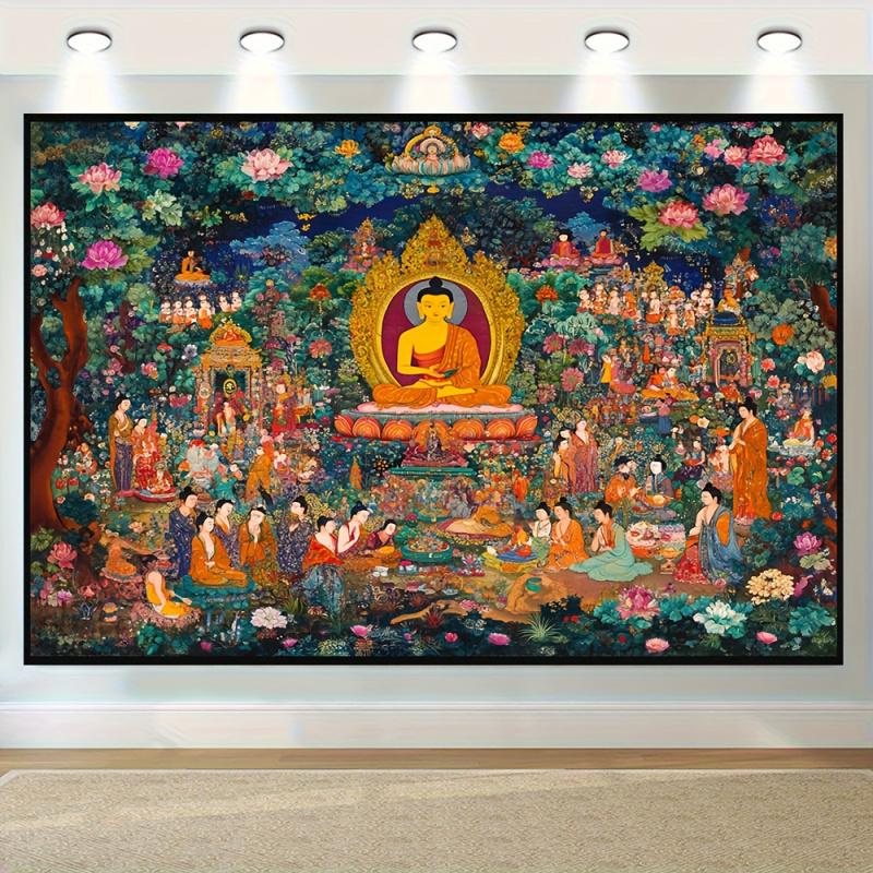 VIKAMA Tibetan Buddhism Thangka Art Wall Tapestry Living Room Meditation Room Yoga Room Decoration Tapestry Home Decoration