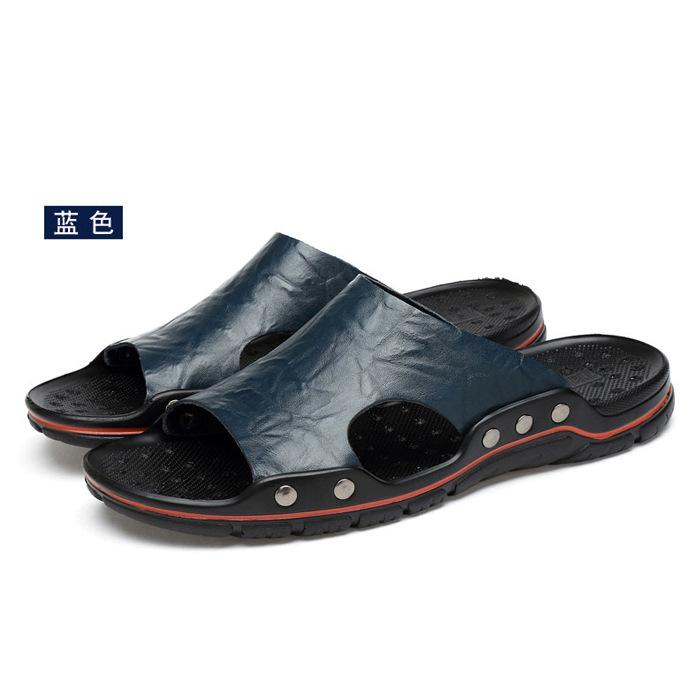 Wish2025 New Breathable Beach Shoes One-word Sandals Leather Slippers Extra Large Size 48 Slippers