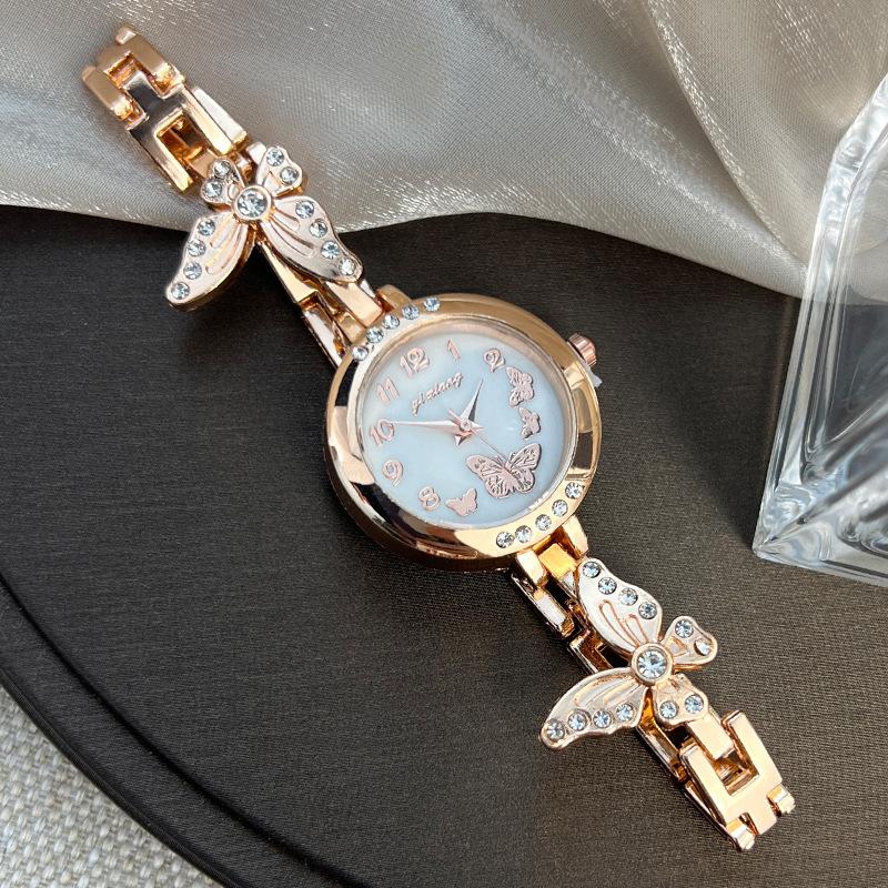 Браслет-часы с бриллиантами, изящные, маленькие, креативные, цифровые, женские, кварцевые