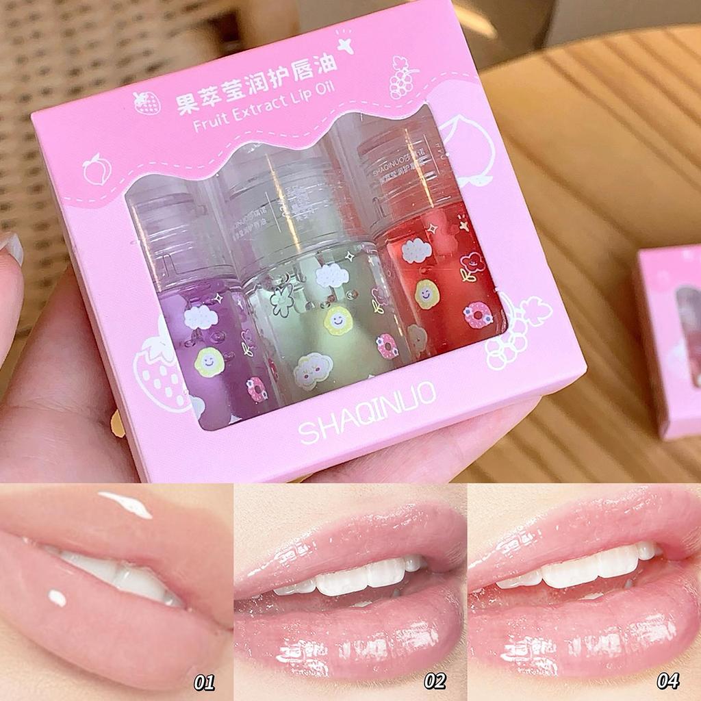SHAQINUO Увлажняющее масло для губ Уход за губами против трещин Бальзам для губ с фруктовым вкусом Питательные губы Блеск для губ