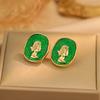 Темперамент Металл Геометрический Рельеф Человеческой Головы Ретро Серьги-гвоздики Персонализированный Дизайн Серьги Серьги
