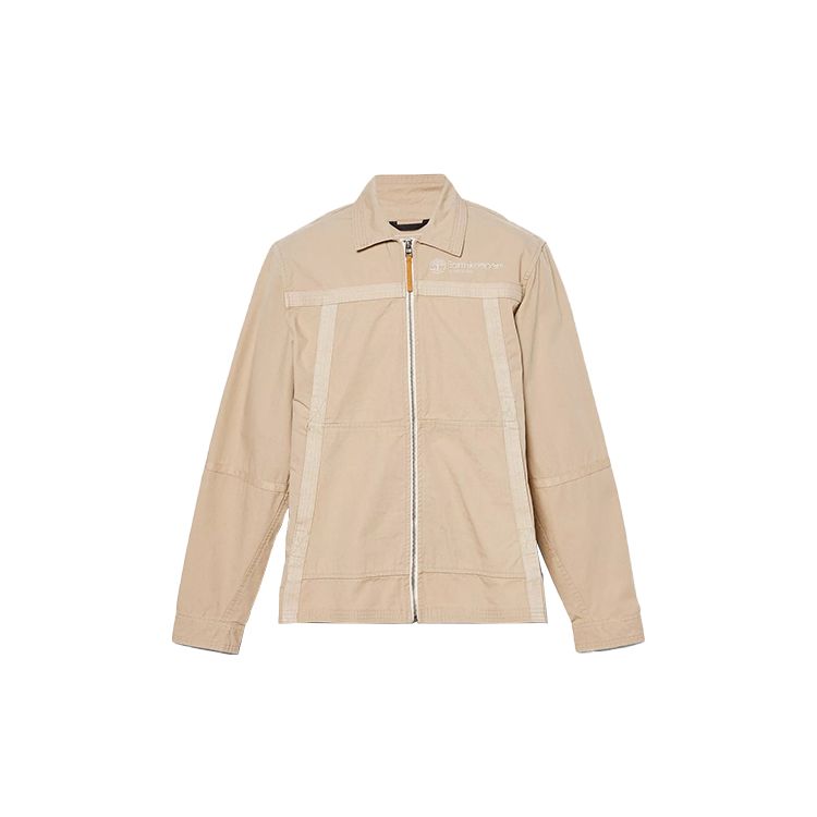 Timberland Solid Color Spliced Collar Long Sleeve Jacket Unisex Jackets Khaki A6BQT-269