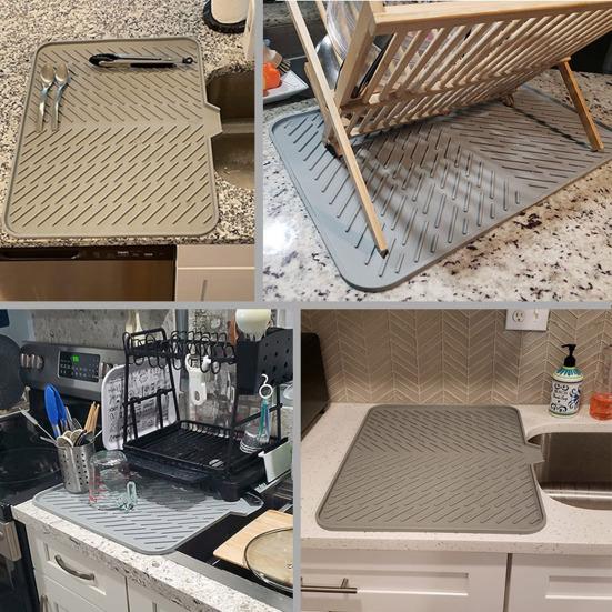 Силиконовый коврик для слива, быстросохнущий, рельефный, наклонный, сушилка для посуды, кухонный, столовая, раковина, органайзер, коврик