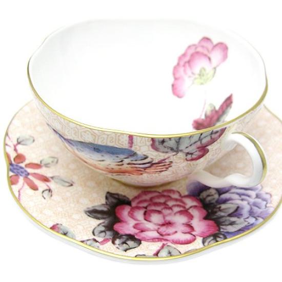 Фарфоровая чашка для чая с блюдцем Harlequin Cuckoo, персиковая, Wedgwood