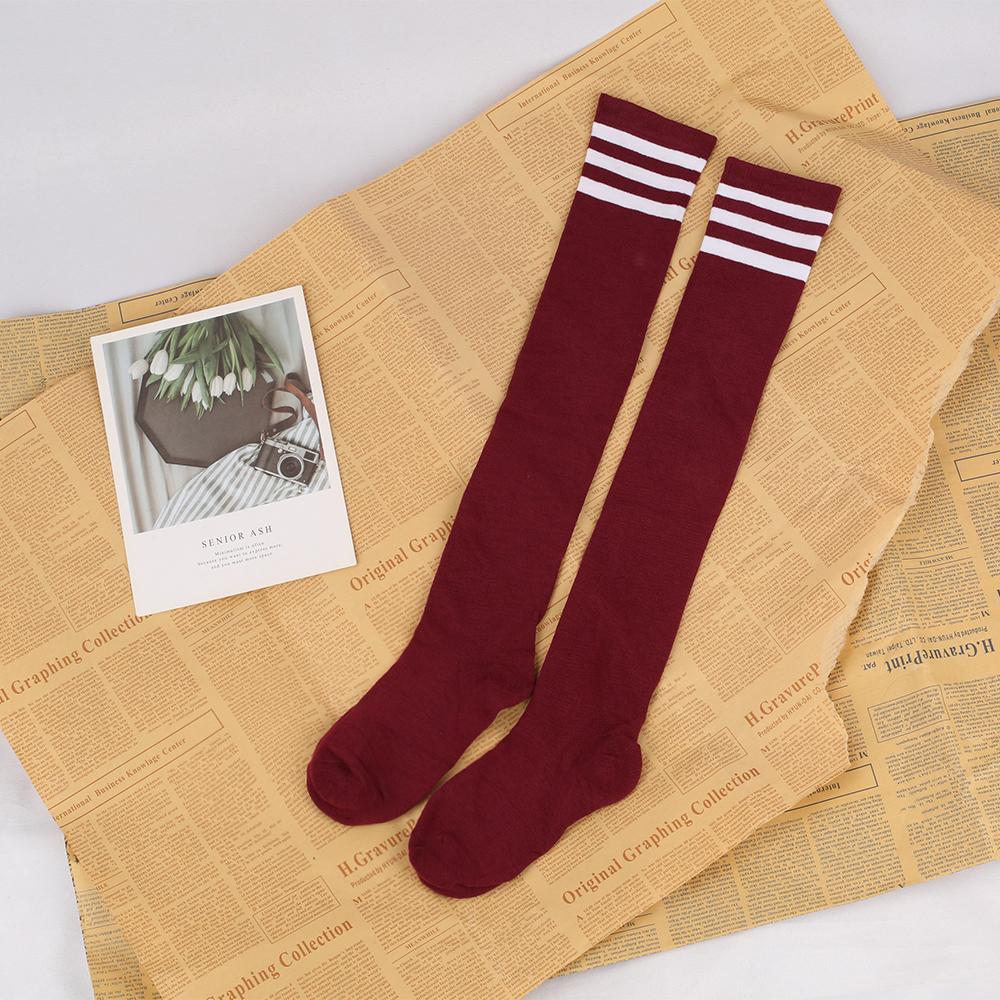 Высокие носки с тремя полосками и выше колена, в стиле колледжа, для выступлений, танцев, женские компрессионные хлопковые чулки