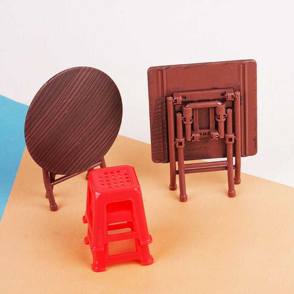 Scene Model Dollhouse Folding Table Mini Stool Dollhouse Small Chair Kids Gift