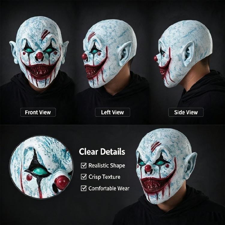 Themed Party Horror Mask Full Head Latex Costume Face Cover With Performer Styling for Seasonal Cosplay Looks and Character Wear Use