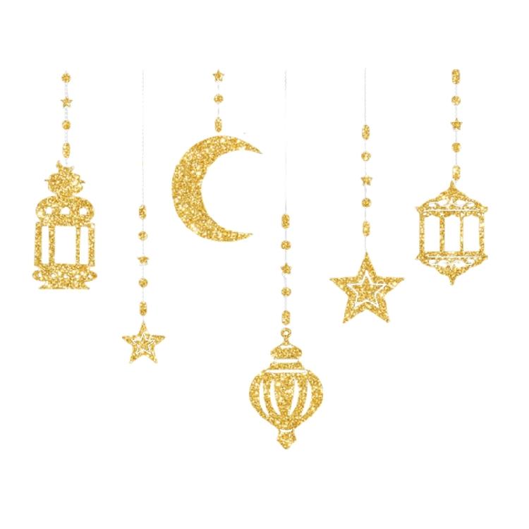 6Pcs Star Moon Garlands Hanging Streamers Banners for Eid Ramadans Backdrops Muslims Party Supplies Ceiling Garlands