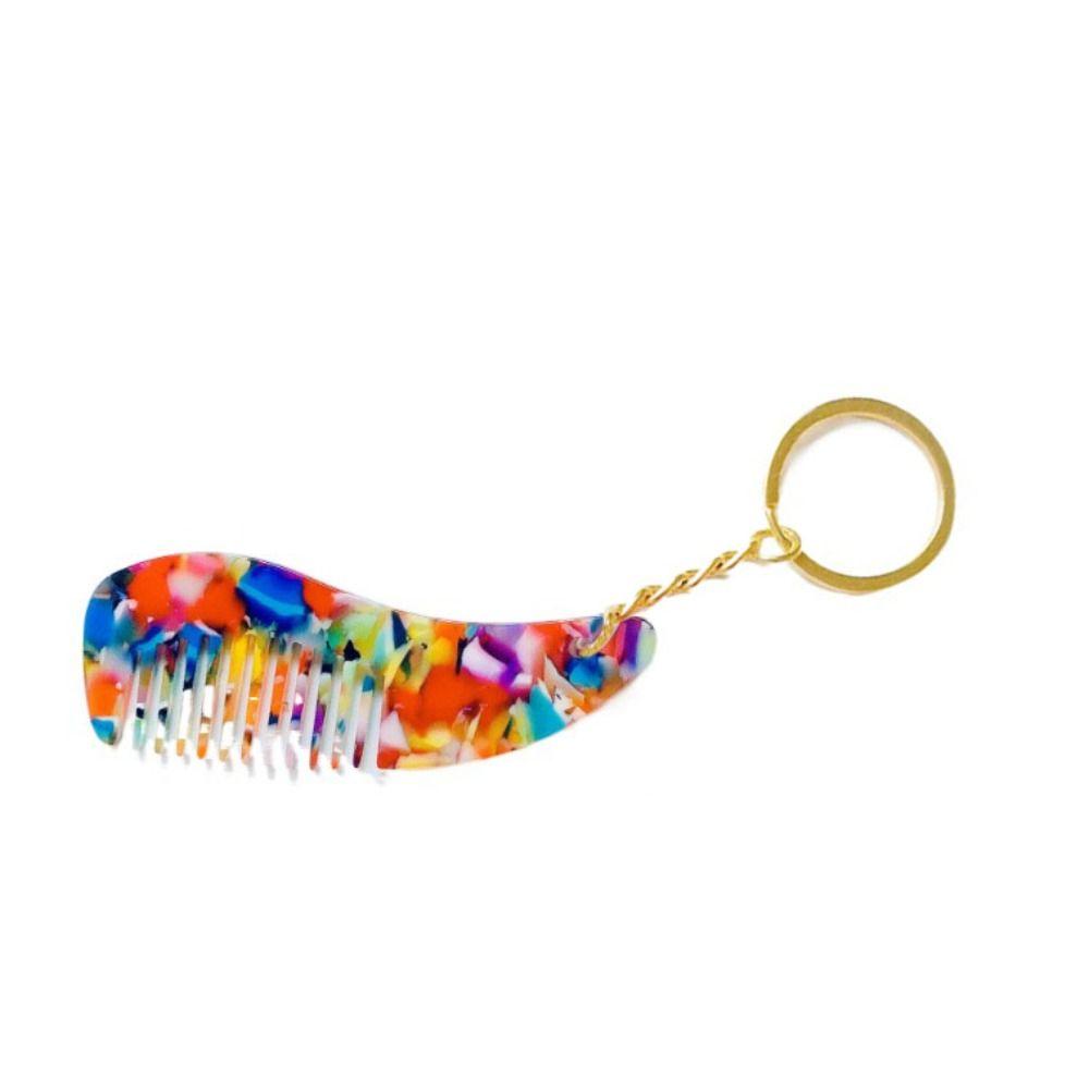 Hair Brush Mini Combs Portable Keyring Acetate Travel Hair Comb Keychain Men Women