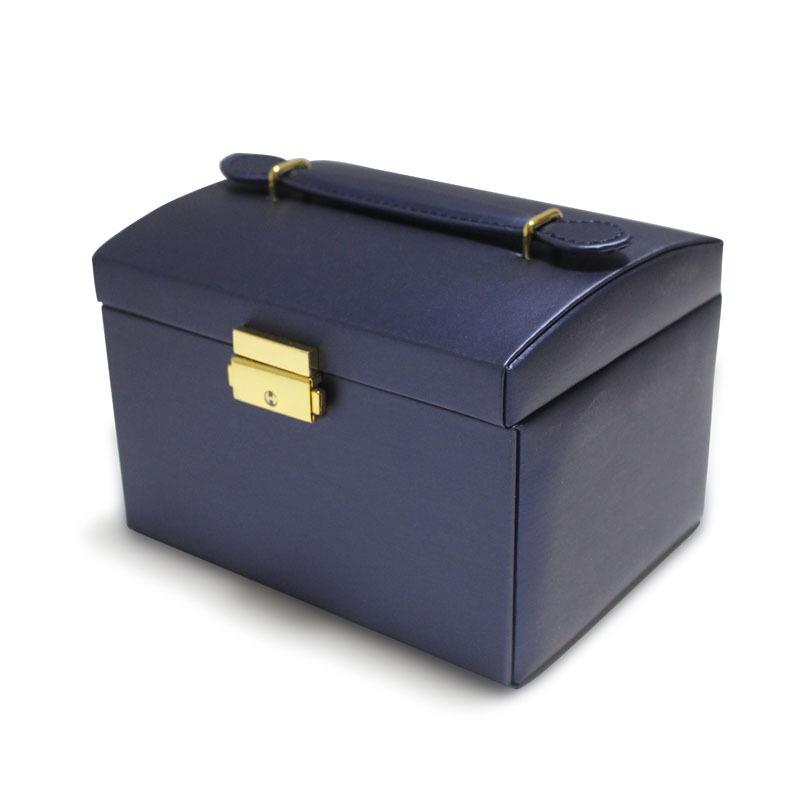 Трехслойная запирающаяся шкатулка для драгоценностей из искусственной кожи, ручная шкатулка для хранения, простая и удобная шкатулка для драгоценностей