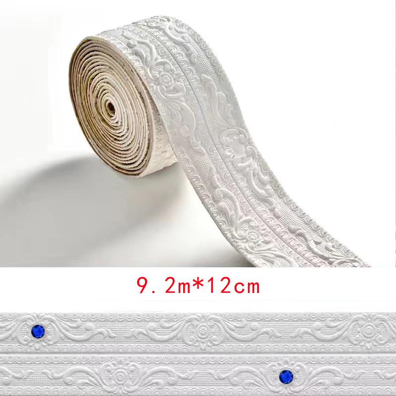 9M 3D Foam Wall Edge Strip Stickers Self-adhesive Corner Waist Line Background Wall Sticker Waterproof Decor Trim Line Skirting