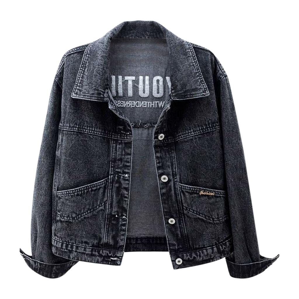 Women's Denim Top Short Coat Embroidered Jacket Top Winter Coat Daily Casual Shopping Coat