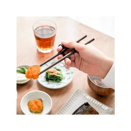 Asahi Koyo EDISON Edison Chopsticks III, Right-Handed, Dark Brown, 20cm, Adult, Designed for Proper Holding, Simply Insert Your Finger Into the Ring,
