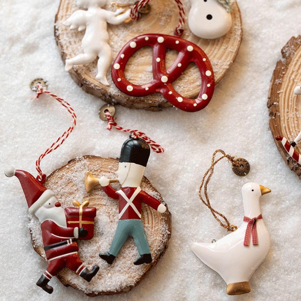 Multicolor Christmas Hanging Decoration Cartoon Cane Drum Drop Ornaments Hang Pendants  Festival