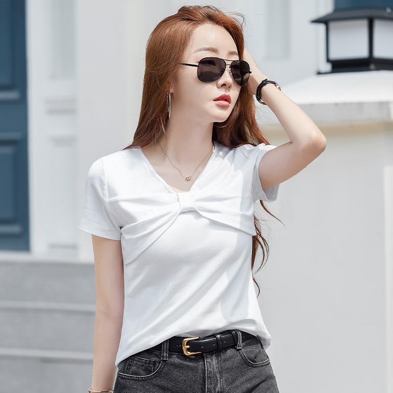 Летняя тонкая футболка с круглым вырезом, пуловер, женские топы с короткими рукавами