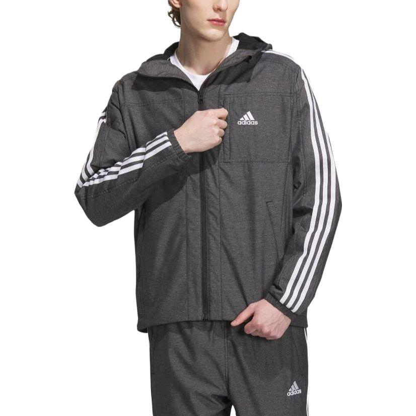 adidas Куртка с капюшоном и полосатым принтом в виде букв, мужская куртка, черная IK7325