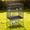 Bird Cage, 930 x 580 x 1510 mm, Flat Top, Wrought Iron Bird Flight Cage with Perches, Slide-Out Tray and Plastic Feeders, for Blue Tit, Cockatiel,