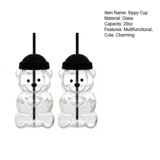 Милая чашка-поильник с трубочкой, милая кофейная кружка 20 унций, забавные стеклянные чашки для кофе, молока, чая, сока, термостойкая стеклянная посуда для вечеринок, дома, офиса
