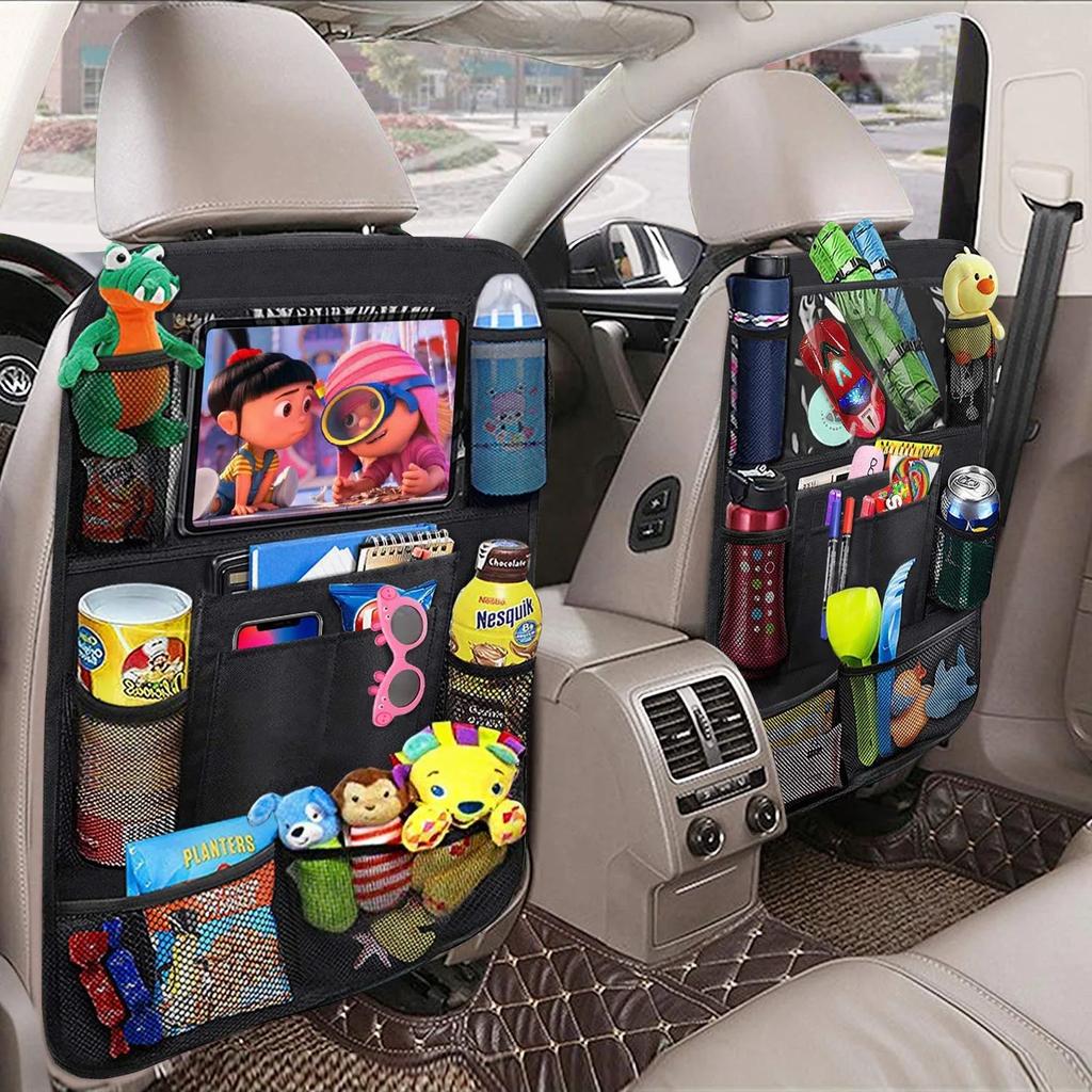 Car Backseat Organizer with Touch Screen Tablet Holder Auto Storage Pockets Cover Car Seat Back Protectors Car Accessories