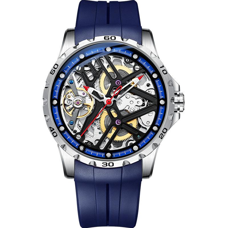 AILANG новые часы полые полностью автоматические механические часы водонепроницаемые мужские часы силиконовая лента