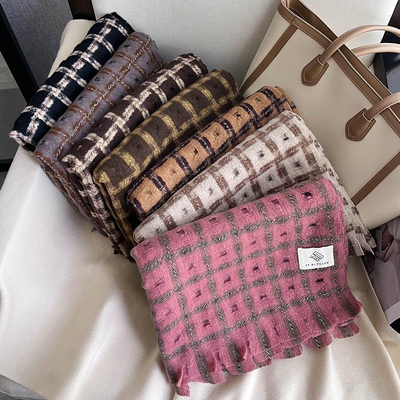 New Korean Version Scarves for Men and Women In Autumn and Winter, Checkered Couple Dual-purpose Warm and Windproof Scarf Shawl