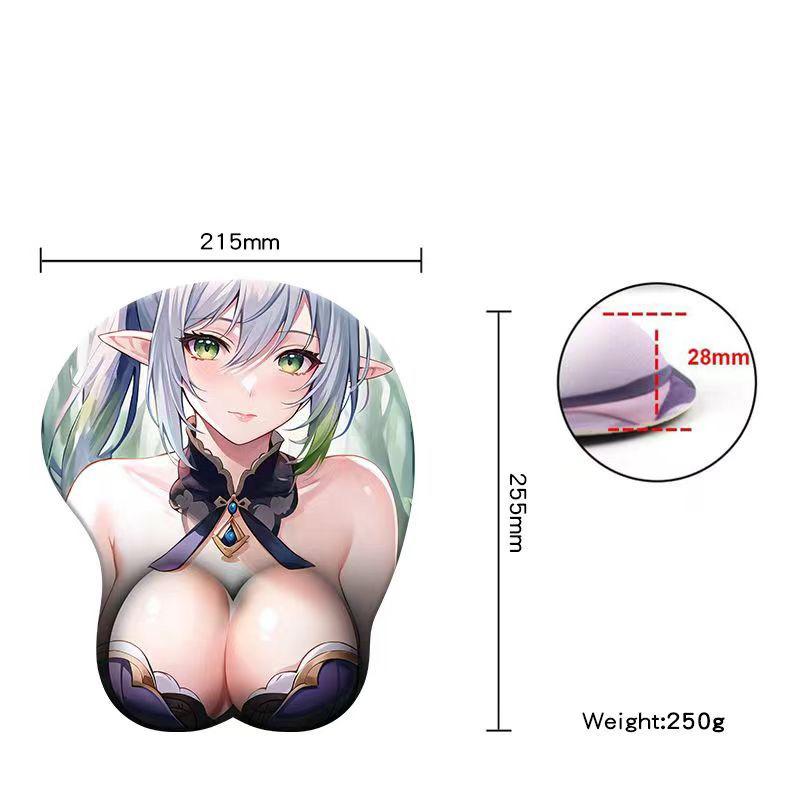 Силиконовый коврик для мыши Genshin 3D, большая грудь, защита запястья.
