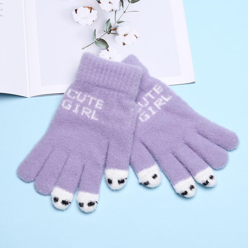 Перчатки без пальцев, теплые и защищающие от холода плюшевые вязаные, милые студенты осенью и зимой, кончики пяти пальцев