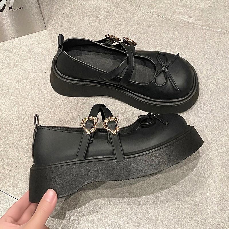 Туфли-лодочки из маленькой кожи с бантом, женские, весенние, новые, универсальные, с круглым носком, Мэри Джейн, одинарные туфли