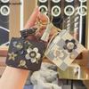 Leather Floral Earphone Bag Keychain – Cute Flower Design for Girls