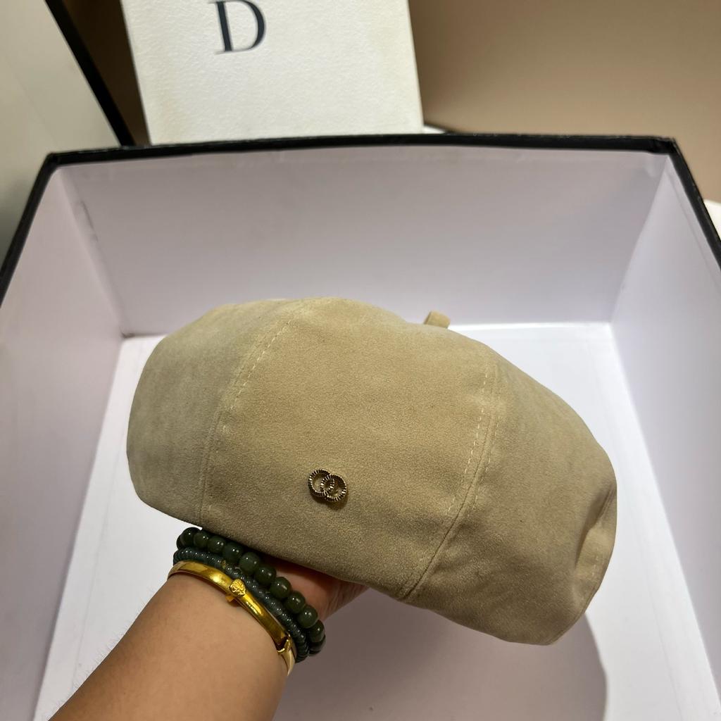 Autumn new matte leather navy hat European and American small fragrant style double-circle suede octagonal beret versatile newsboy hat