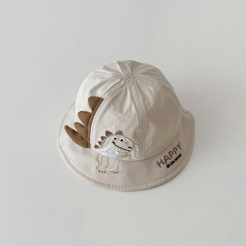 Милая детская шляпа-ведро с динозавром, летняя, из тонкого хлопка, для мальчиков и девочек, шляпы от солнца, вышитые буквы, для малышей, кепка-рыбак